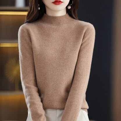100% Pure Wool Half-neck Pullover In Autumn And Winter New Cashmere Sweater Women's Casual Knit Top Women's Coat 19 Colors