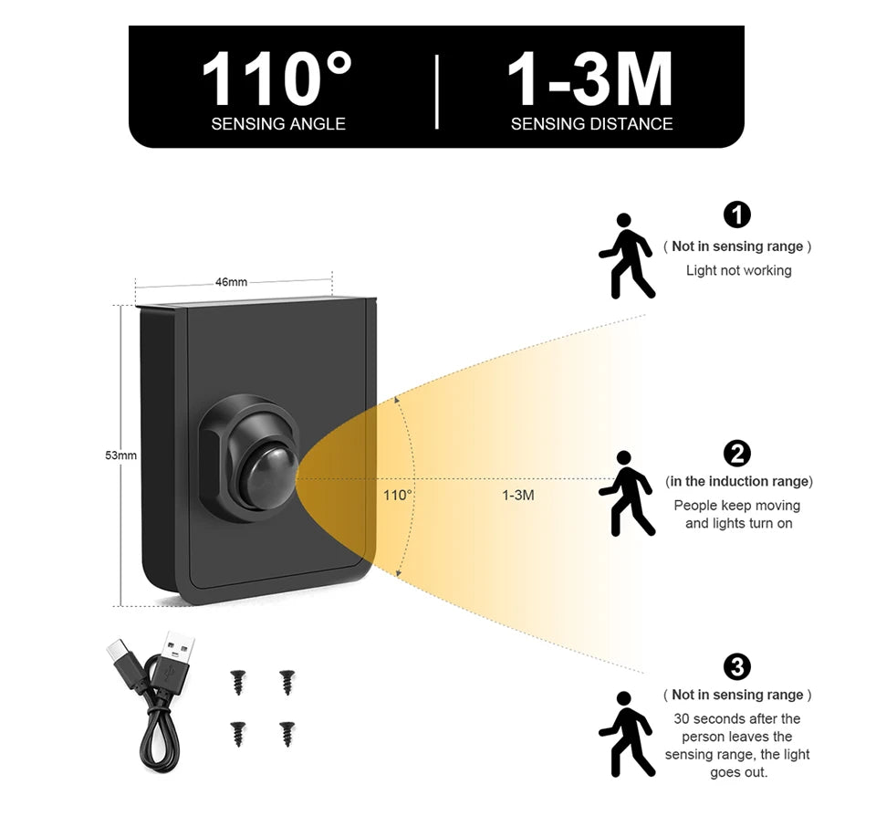 DC24V 10M/5M Silicone Tube Neon LED Strip Light With 2 Wireless Moveable PIR Motion Sensor Switches For Bedroom Corridor Stairs.