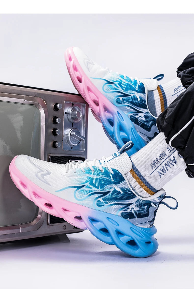 Men Running Shoes Mesh Breathable Flat Cushioning Soft Comfortable Sneakers Outdoor Gym Trendy Casual Jogging Shoes for Men