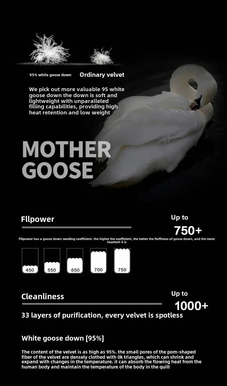 Goose Down Soft Duvet Luxury Blanket King Queen Twin Size Comforter Bedding Filler Bread Shape Super Warm Quilt.