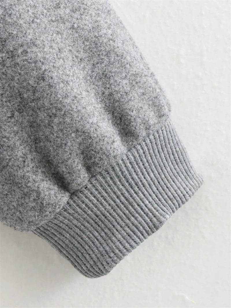 MUJER 2025, Damenjacke, abgeschnittene Bomberjacken für Damen, beige, schwarz, Tweed-Jacke, Damenmode, langärmelig, neu in kurzen Mänteln.