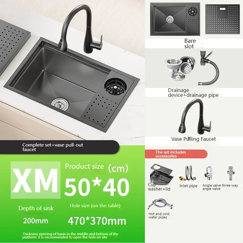 Stainless Steel Hidden Sink Bar Kitchen Sinks Small Single Slot with Lid Touring Car Multifunctional Wash Basin Balcony Garden