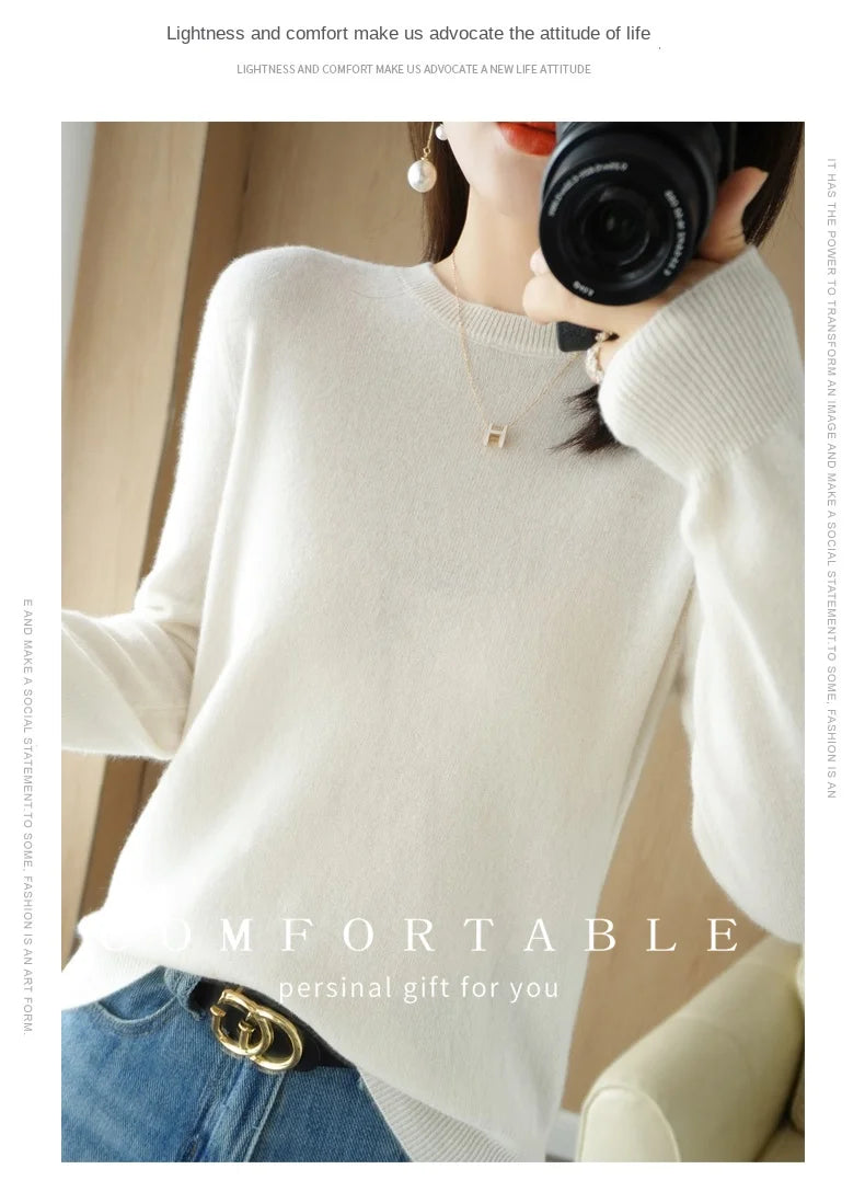 Herbst Winter frauen Pullover Oansatz Kaschmir Solide Pullover Schlank Bodenbildung Shirt Langarm Casual Grundlegende Pull Femme Pullover