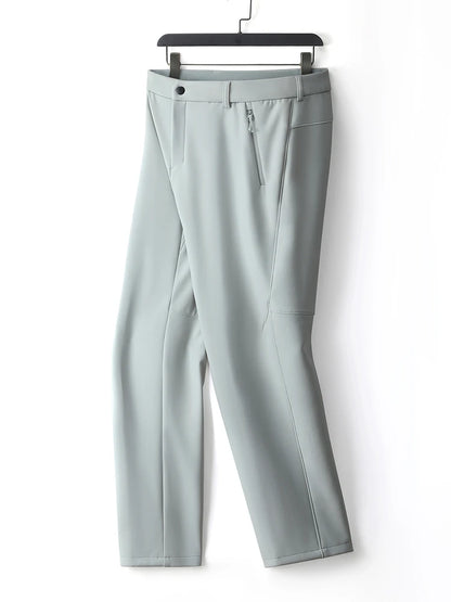 Men's Performance Casual Pants Fleece Lined Outdoors Waterproof Windproof Warm Trousers Business Travel Golf Stretch Pants.