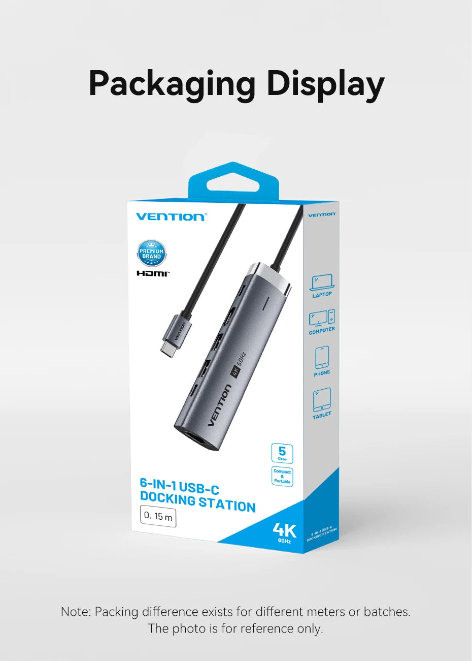 Vention USB C HUB Type C to HDMI 4K60Hz RJ45 PD 100W Adapter For Macbook iPad Pro Air M2 M1 Sumsang PC Accessories USB 3.0 HUB