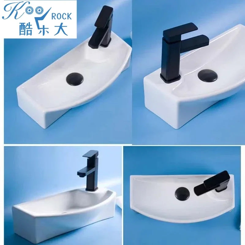 Einfache Installation, wandmontiertes Keramik-Badezimmerwaschbecken für kleine Räume