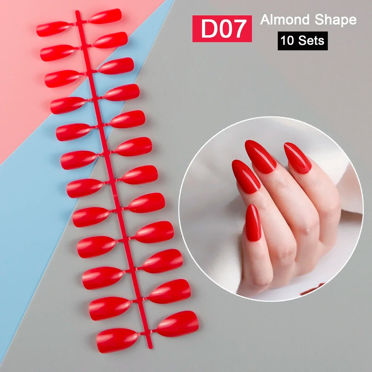 10 Sets/Pack Mixed Solid Colors Coffin Round Square Almond Shape False Nails Full Cover Nail Tips Short Fake Nails Tip Manicure.