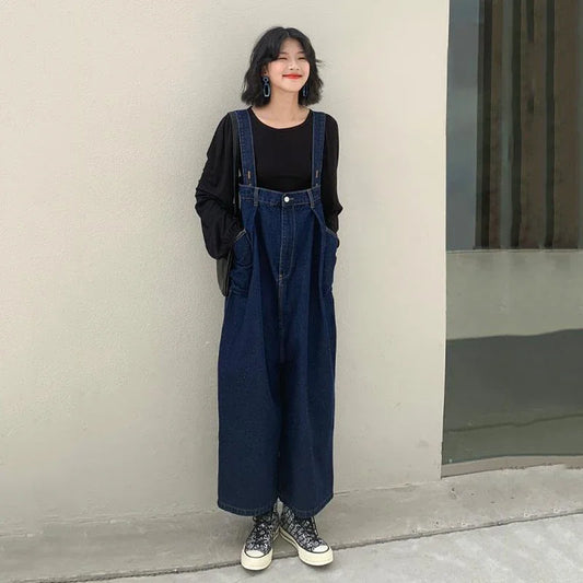 Jumpsuits Women High Waist Loose Denim Fall New BF Harajuku Straight Wide Leg Slim Trousers All-match Korean Style Trendy Chic.