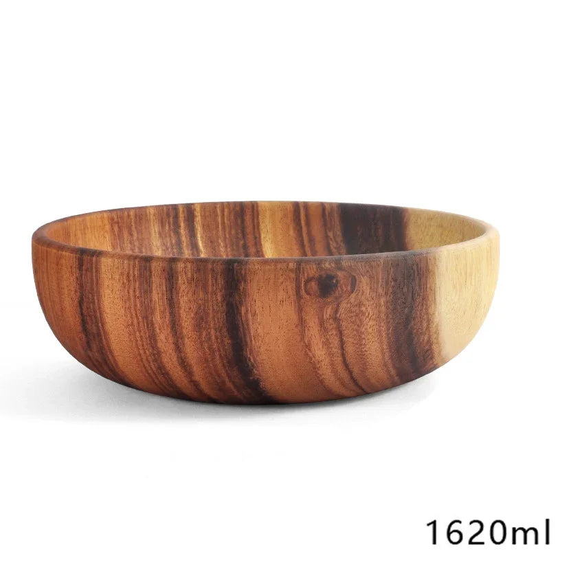 Leeseph Salad Bowls, Wooden Salad Bowls, Large Acacia Wood Serving Bowl for Fruits, Salad, Eco-friendly.