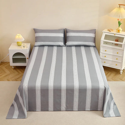Flat Sheet And Pillowcases Sets Linen Cotton Blend Bedding Set with 50x70cm Pillowcases.