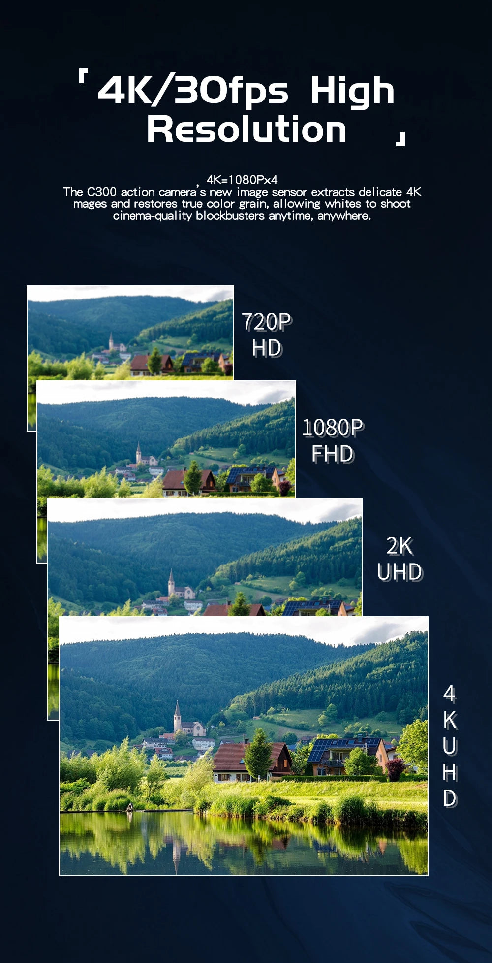 SJCAM C300 Pocket Action Camera 4K FHD With Long Battery Life Video 30M Waterproof 5G WiFi Camera Sport Action Cam.