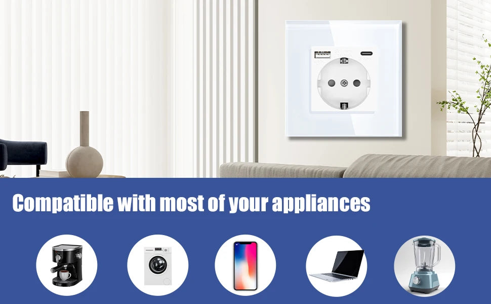 BSEED EU Standard Einzigen Steckdose Doppel Glas Steckdosen Triple Steckdosen Steckdose Für Home Office Schlafzimmer 16A.