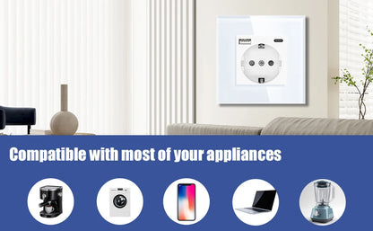 BSEED EU Standard Einzigen Steckdose Doppel Glas Steckdosen Triple Steckdosen Steckdose Für Home Office Schlafzimmer 16A.