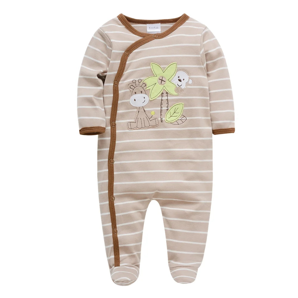 2024 neue Baby Jungen Kleidung Ein Stück Gestreiften Design 100 % Baumwolle Neugeborenen Jungen Strampler Volle Hülse Overalls.