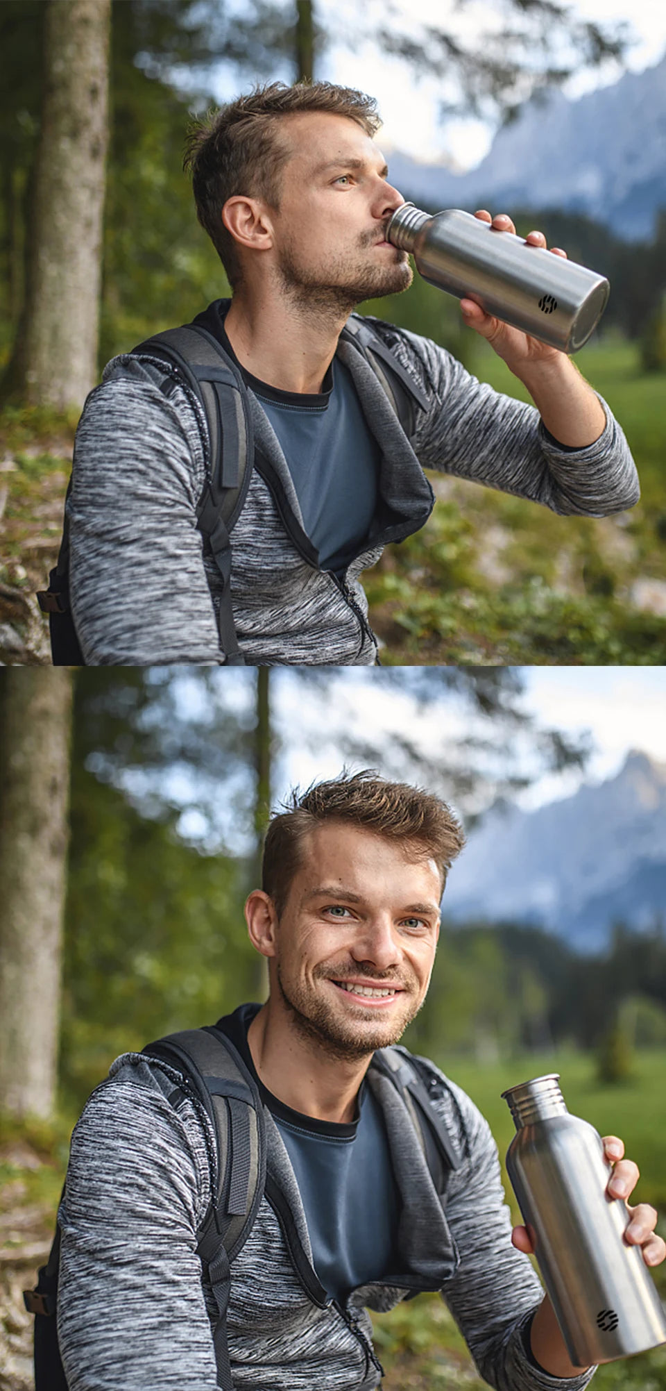 FEIJIAN Stainless Steel Water Bottle Portable Cycling Sports Bottle Leakproof BPA Free Large Capacity With Bottle Bag.