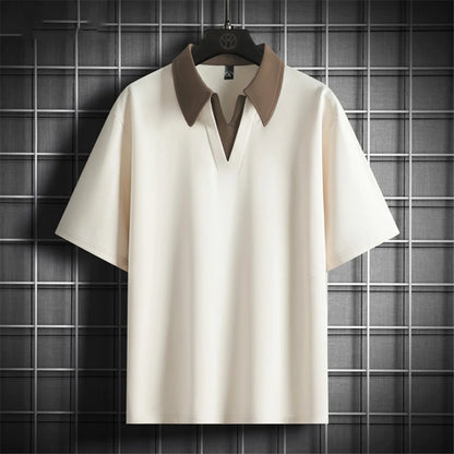 Summer V-neck T-shirt Men Plus Size 8XL Short Sleeve Tshirt Tops Tees Male Fashion Casual Shirts Big Size 8XL.