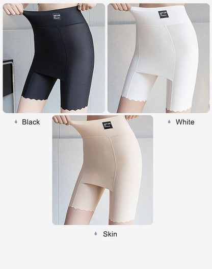 Women's plus Size White under Skirt Shorts Summer Seamless Protective Spandex Safety Hip-up Skirt Underpants Large Size