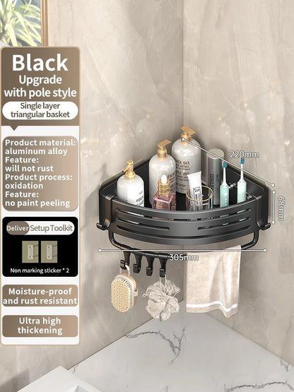 Kein Bohren Aluminium Badezimmer Regal Regale Shampoo Make-up Lagerung Halter Küche Organizer Wand Badezimmer Zubehör