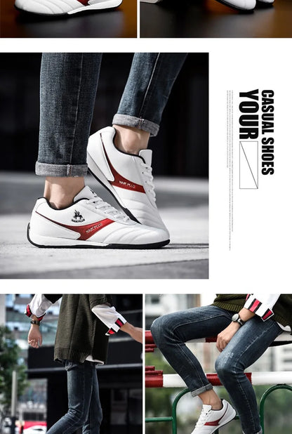 Men Shoes Flat Sports Shoes Lightweight Flat Shoes Simple Fashion Travel Shoes Walking Leather Running Shoes Sneakers.