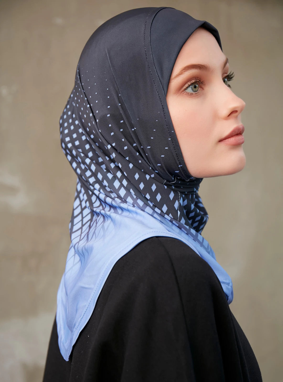 Sporty Muslim Inner Hijab Women Geometric Printing Pattern Instant Turban For Ladies Head Wrap Headband Header Model.