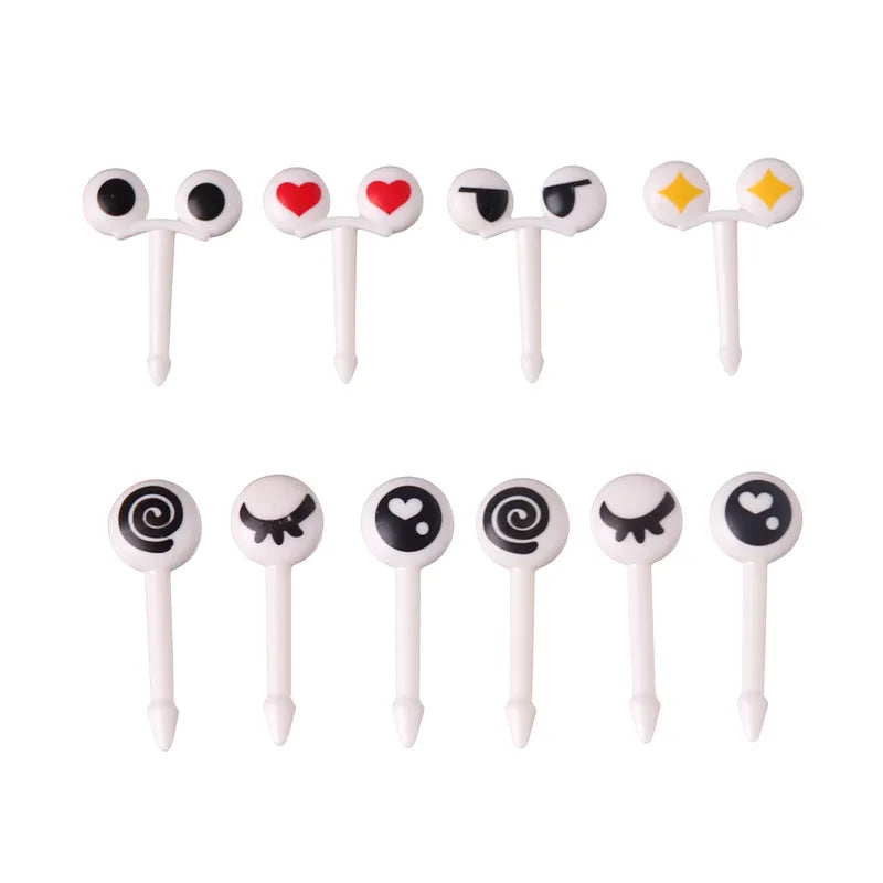 10/30/50Pcs Mini Skewers Cute Cartoon Eyes Kawai Lunch Bento Box Food Fruit Picks Fork Sticks Buffet Sandwich Toppers Decor fork.