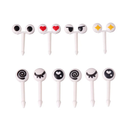 10/30/50Pcs Mini Skewers Cute Cartoon Eyes Kawai Lunch Bento Box Food Fruit Picks Fork Sticks Buffet Sandwich Toppers Decor fork.