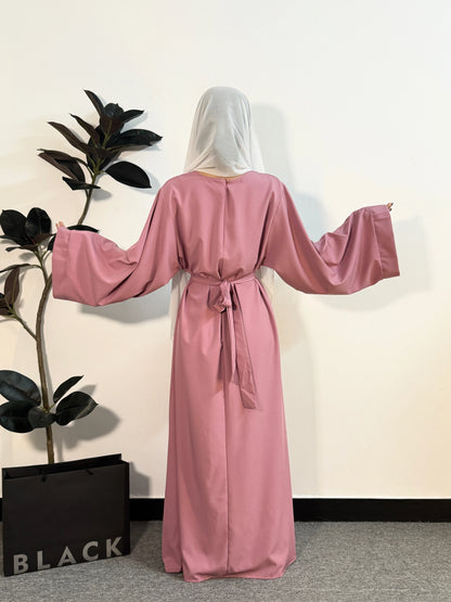 Muslim Abaya Women Kaftan Long Maxi Prayer Dress with Belt Full Sleeve.