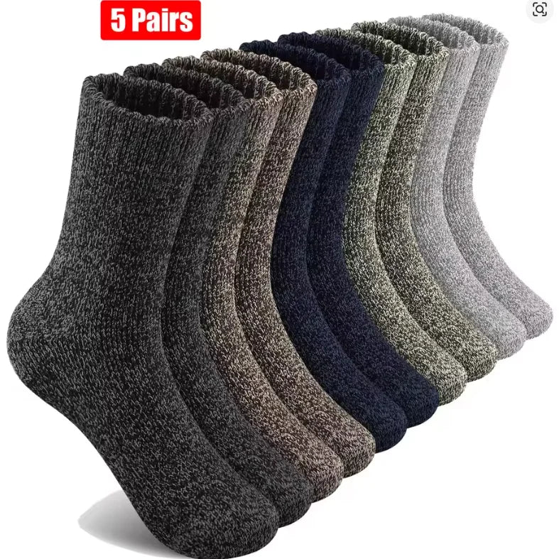 5 Pairs Merino Wool Socks For Men, Super Thick Hiking Socks Thermal Socks For Cold Weather.