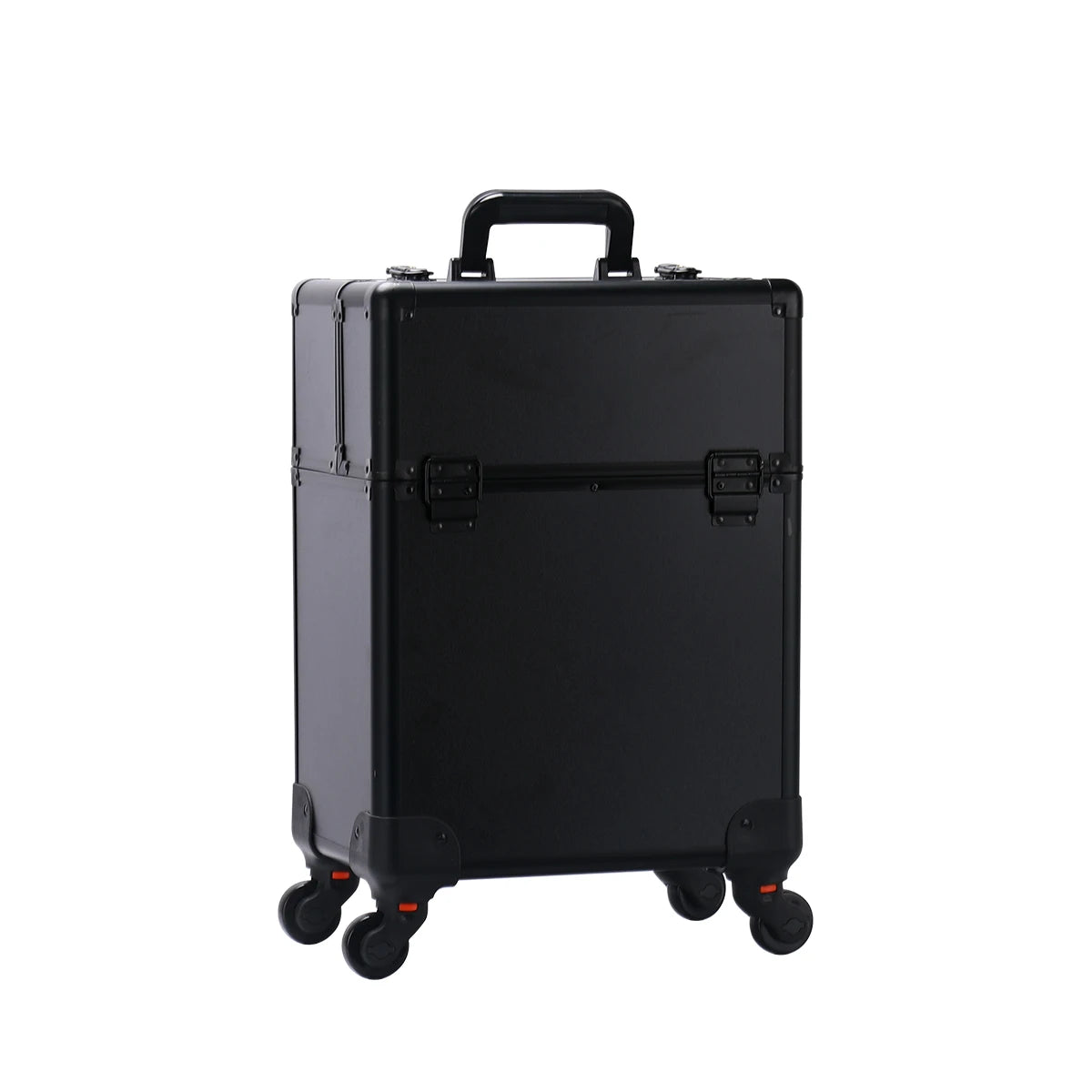 TravelRolling Makeup Train Case Large Capacity Cosmetic Trolley, Aluminum Professional Travel Case with Key.