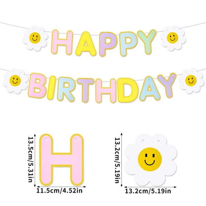 1PC Daisy Happy Birthday Party Dekoration Banner Kinder Erwachsene Szene Bunte Flaggen Party Foto Requisiten.