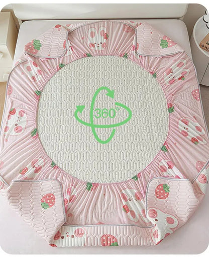 Cartoon Cute Pattern Cooling Fitted Sheet Single Natural latex fabric Soft cushion for Bedding Slow rebound Non-Slip Mattress.