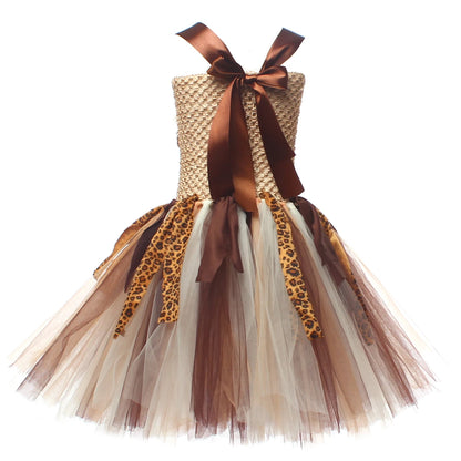 Höhlenmädchen-Kostüm für Kinder, Halloween-Tutu-Kleid, wilder Mann, Baby, Cosplay, Geburtstag, Dschungel, Karneval, Party, Kleider, ausgefallenes Tutus-Outfit