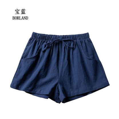 Summer Cotton Linen Shorts Women High Waist Oversize Shorts Short Pants Women Fashion Casual Sports Shorts Female S-XL