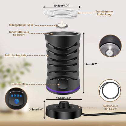 4 in 1 Milk Frother Electric and Steamer 11.8 oz/350ml Hot/Cold Foam Maker Intelligent Temperature Control Electric Milk Warmer.