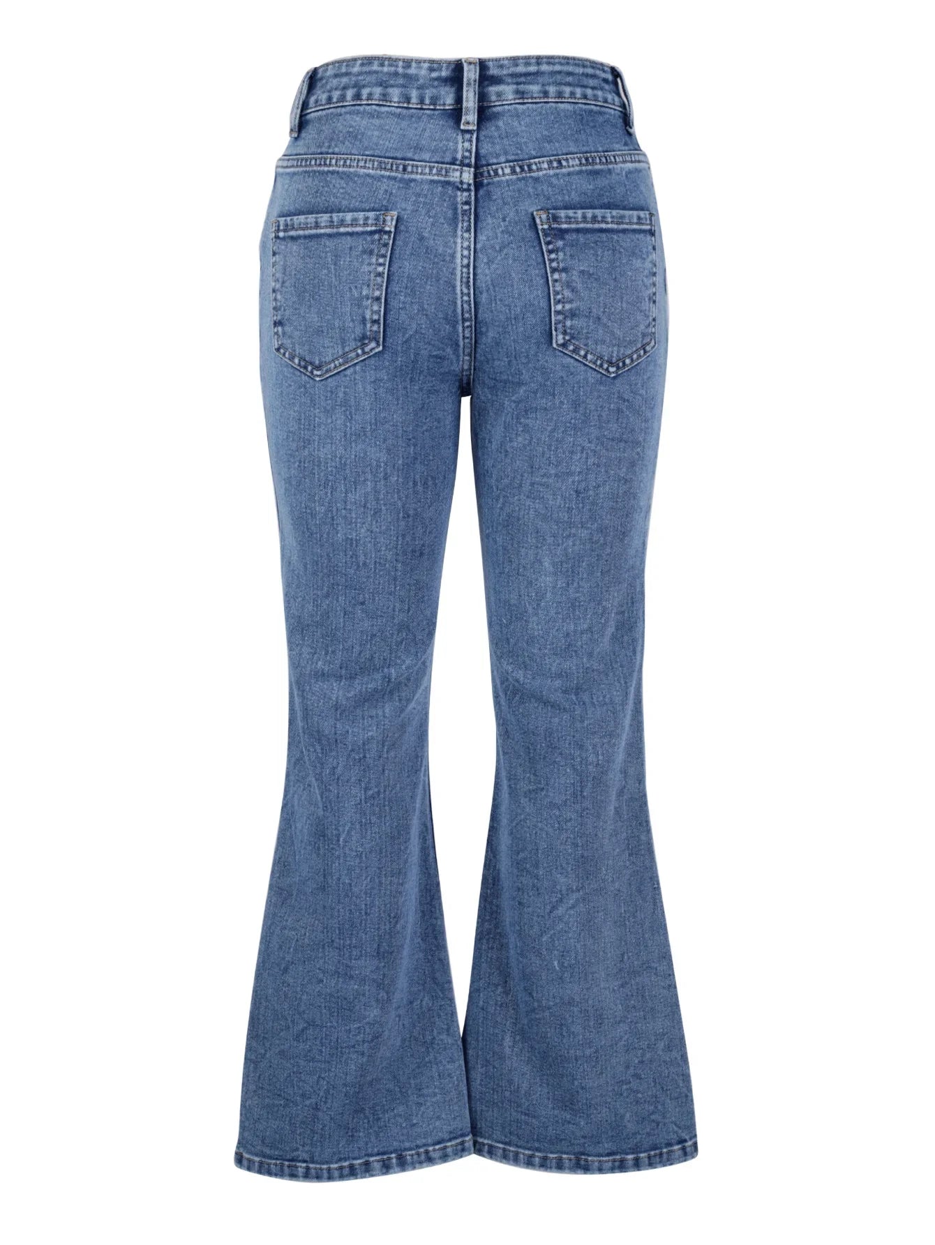 Women's Fashion Slim Fit Casual Micro Flared Jeans High Waist Bootcut Denim Pants Mid Rise Wide Leg Trousers.