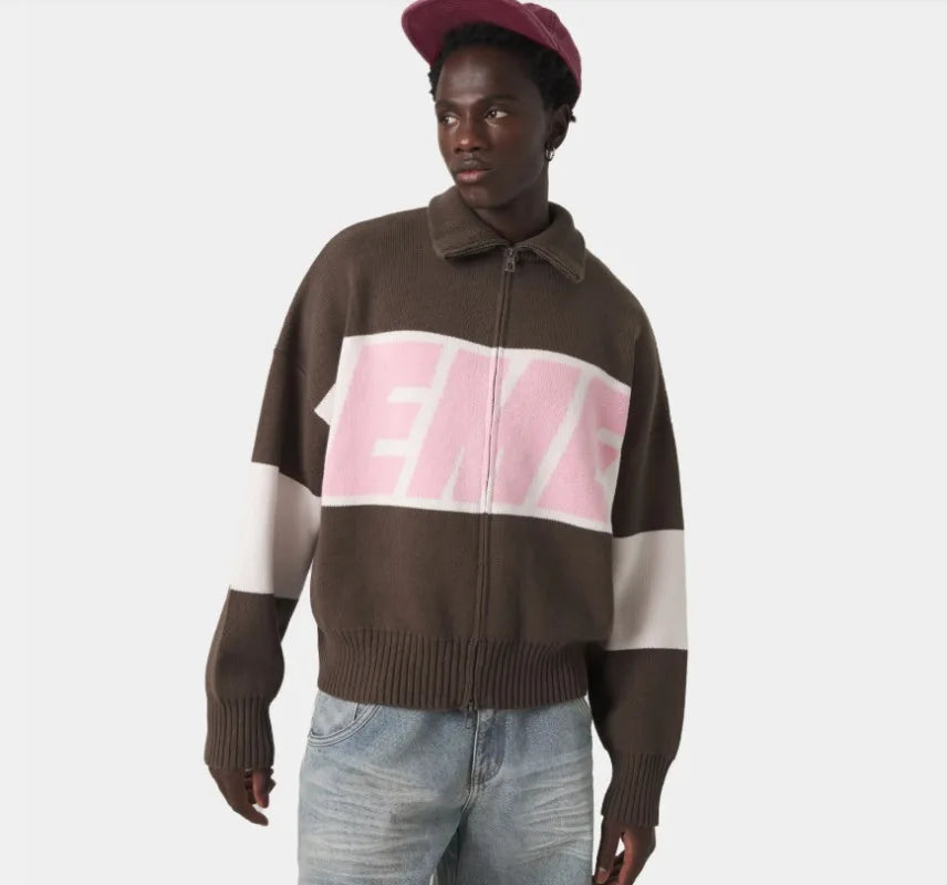 Autumn/winter Streets Casual Loose Retro Embroidered Top Hip-hop Oversized Sweater American Fashion Brand Zipper Cardigan Unisex.