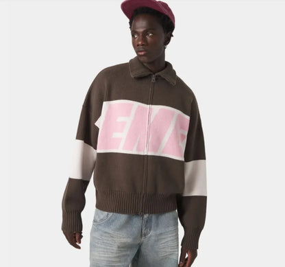 Autumn/winter Streets Casual Loose Retro Embroidered Top Hip-hop Oversized Sweater American Fashion Brand Zipper Cardigan Unisex.