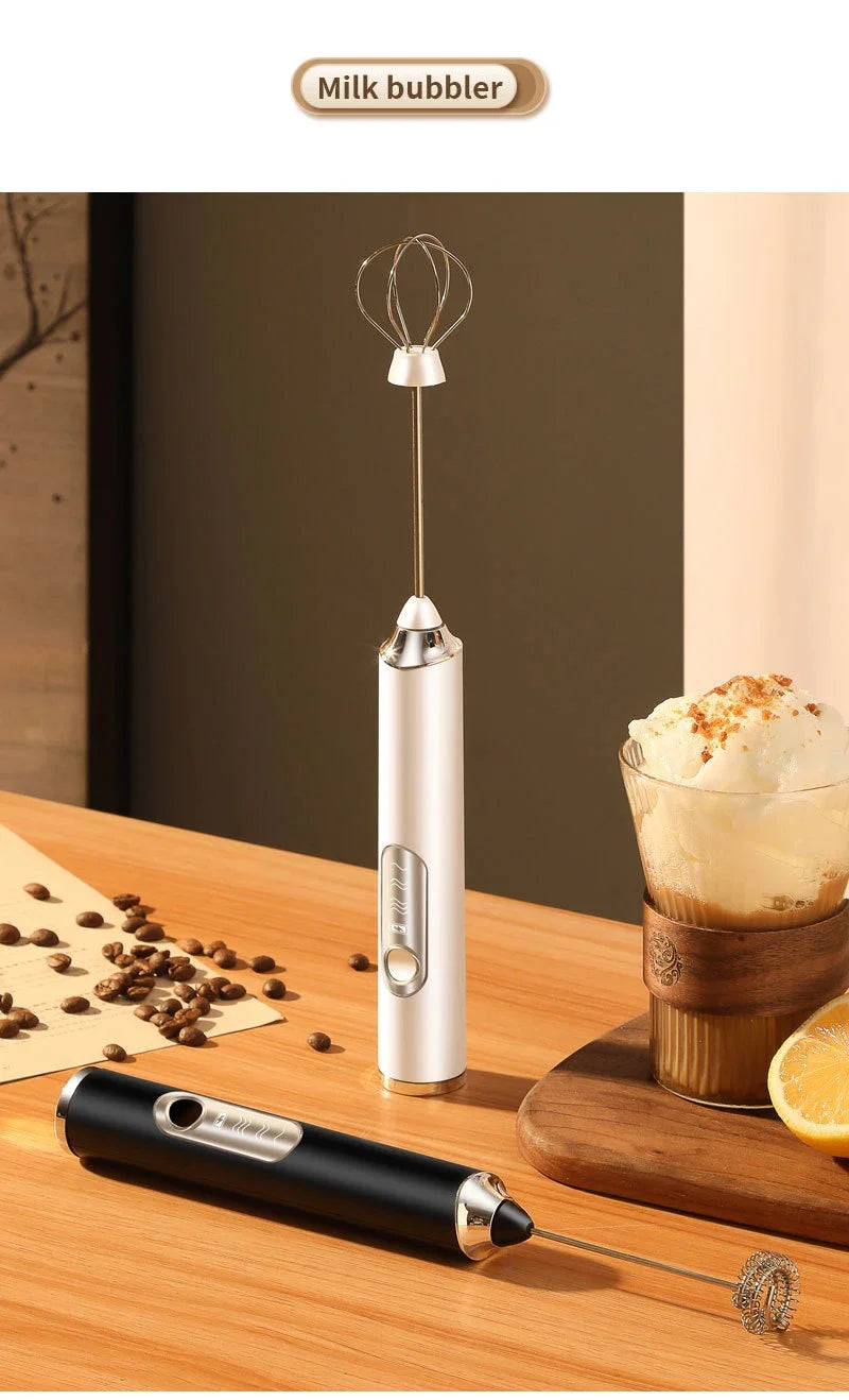 High Quality Electric Milk Frother Foam Maker Handheld USB Rechargeable Foamer High Speeds Drink Mixer Coffee Frothing Wand.