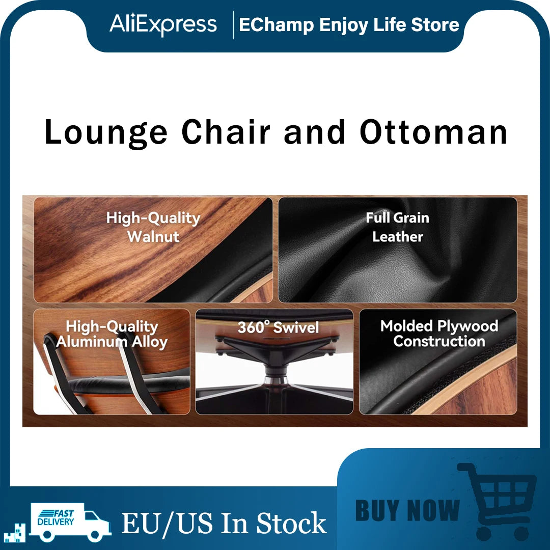 Oberschicht aus Rindsleder, klassischer Liegestuhl, XL-Version mit Armlehne, Drehstuhl, Möbel, Freizeitstuhl für Schlafzimmer, Balkon, Studio