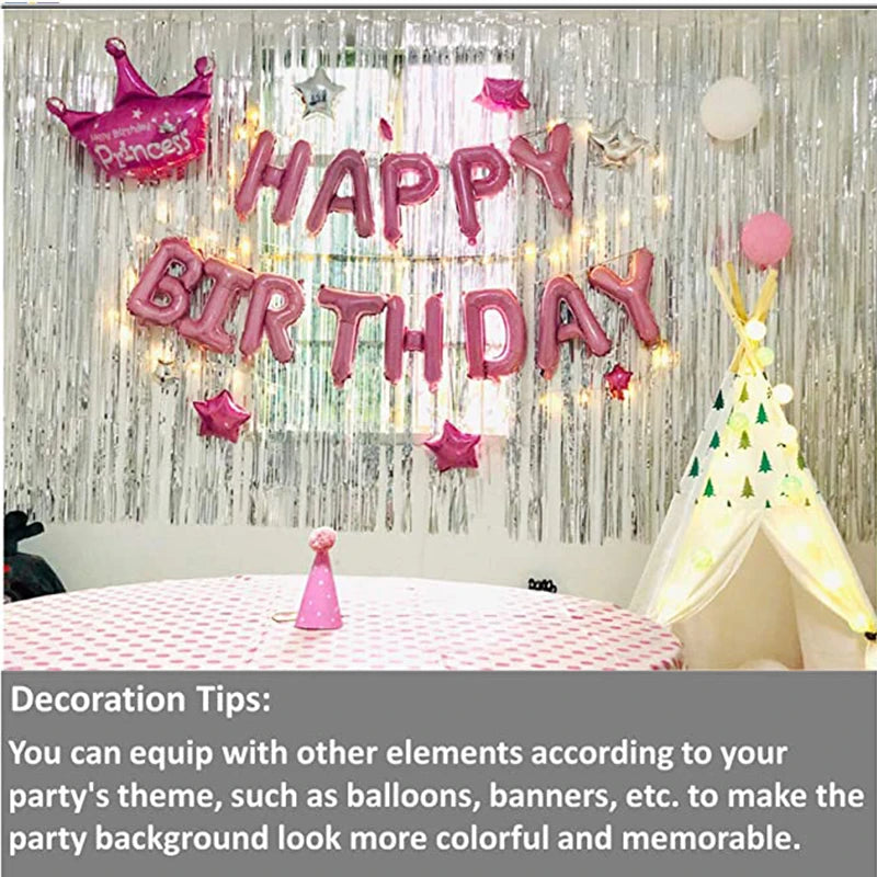 Günstig als Party, Metallic-Lametta-Folie, Fransenvorhänge, Hintergrund für Geburtstag, Silvester, Party, Foto, Hochzeit, Dekoration.