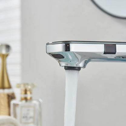 Touchless Sensor Basin Faucet Smart Digital Display Bathroom Sink Faucet Grey Sense Hot Cold Water Mixer Tap Battery Power