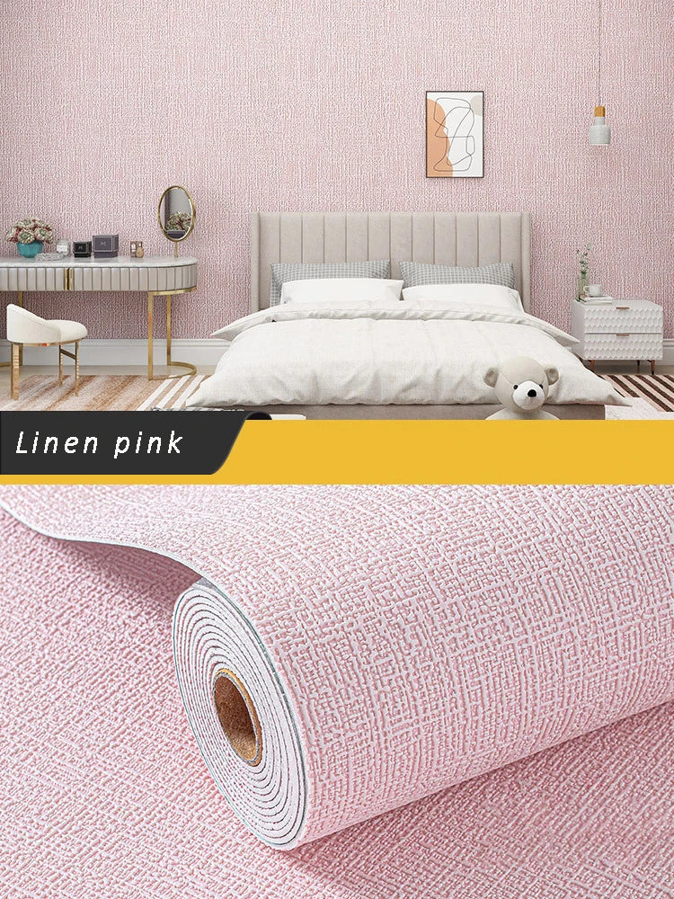 Selbstklebende Kieselalgen-Schlamm-Tapete, verdickter TV-Hintergrund, Leinen-Tapete, Schlafzimmer, Renovierung, Heimdekoration, XPE-Schaum-Wandaufkleber