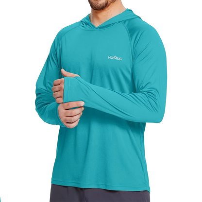 Men's UPF 50+ Sun Protection Hoodie T-Shirts Long Sleeve SPF/UV Quick Dry Lightweight Fishing Workout Thumbhole T-Shirt Male