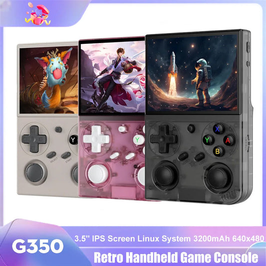 G350 Retro Game Video Player 3.5'' IPS Screen Linux System 3200mAh Dual Joystick 640x480 Portable Handheld Game Console Gift.