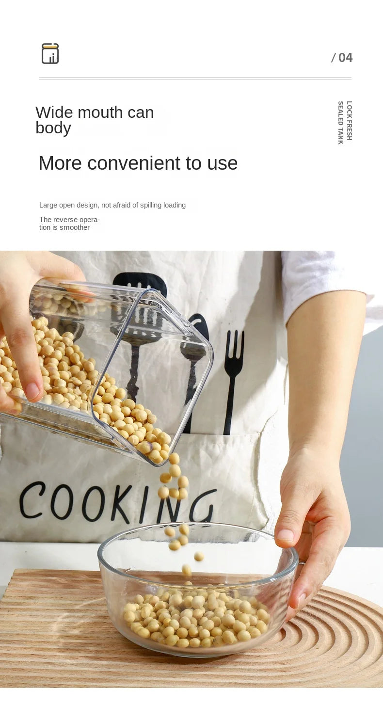 Large Capacity Waterproof Transparent Sealed Jar Multi-size Scene Kitchen Candy Dried Grain Storage With Lid Fridge Storage Tank.