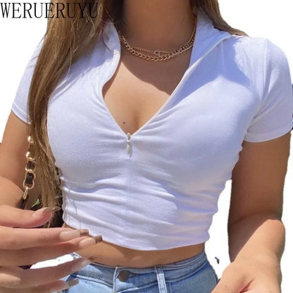 Summer T-shirt Woman Crop Top Sexys Short Sleeve Y2k Aesthetic Clothes Streetwear Fashion Black White Women Short Tshirts 2024.