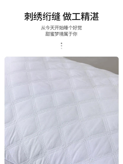 Popular hotel pillow with embroidered feather velvet core, high elasticity and no collapse, student neck protection pillow.