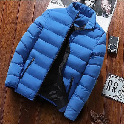 Men's thick cotton sportswear stand collar open collar outdoor casual jacket warm clothing autumn and winter jacket.