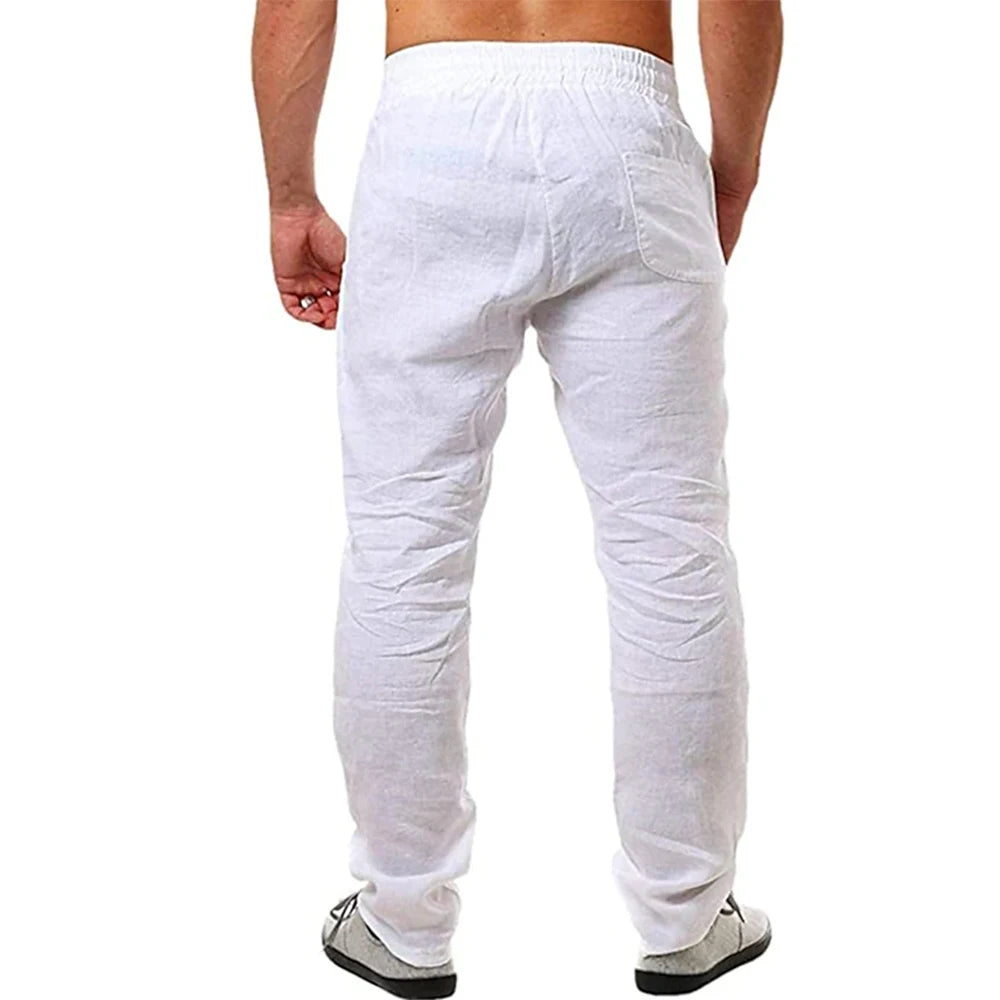 Korean Summer Men's Cotton Pants New Breathable Solid Color Comfortable Pants Fitness Yoga Jogging Sweatpants Streetwear.