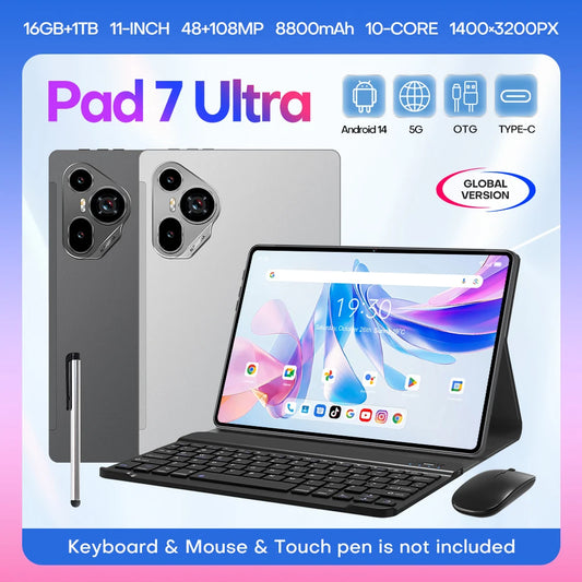 Original Tablet Pad 7 Ultra 11 Inch 16GB RAM 1TB ROM tablet Android 14 Core Pad Tablet PC Phone Dual Wifi tablette  8800mah.